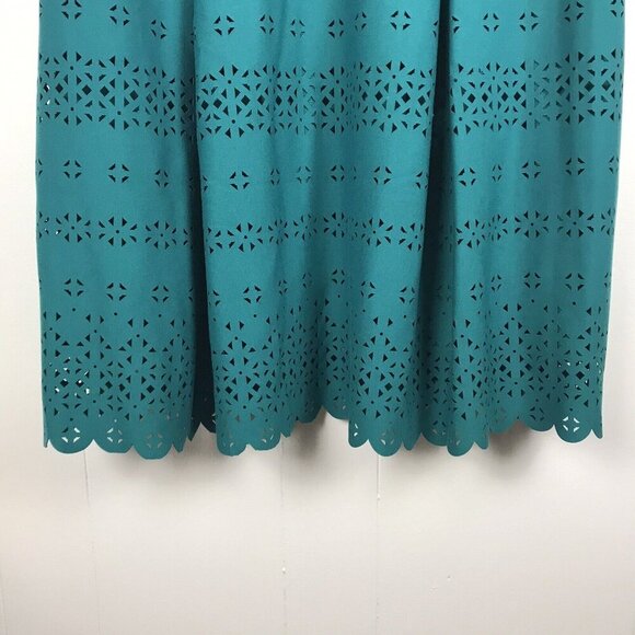 Lane Bryant Midi Dress Womens Plus Size 18 Teal Laser Cut Pleated NWT‎ - Picture 4 of 14